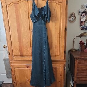 Lulu's Green Wrap Maxi Dress